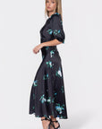 Audrey Dress Short Sleeve (Dark Green Flower) - Dress - Yakira Bella