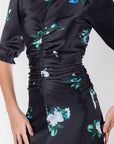 Audrey Dress Short Sleeve (Dark Green Flower) - Dress - Yakira Bella