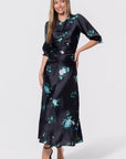 Audrey Dress Short Sleeve (Dark Green Flower) - Dress - Yakira Bella