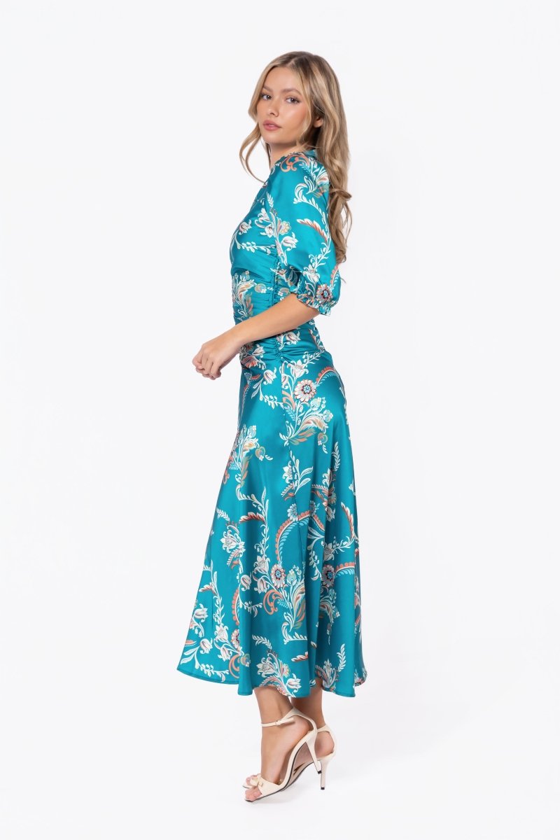 Audrey Dress Short Sleeve (Green Pattern) - Dress - Yakira Bella