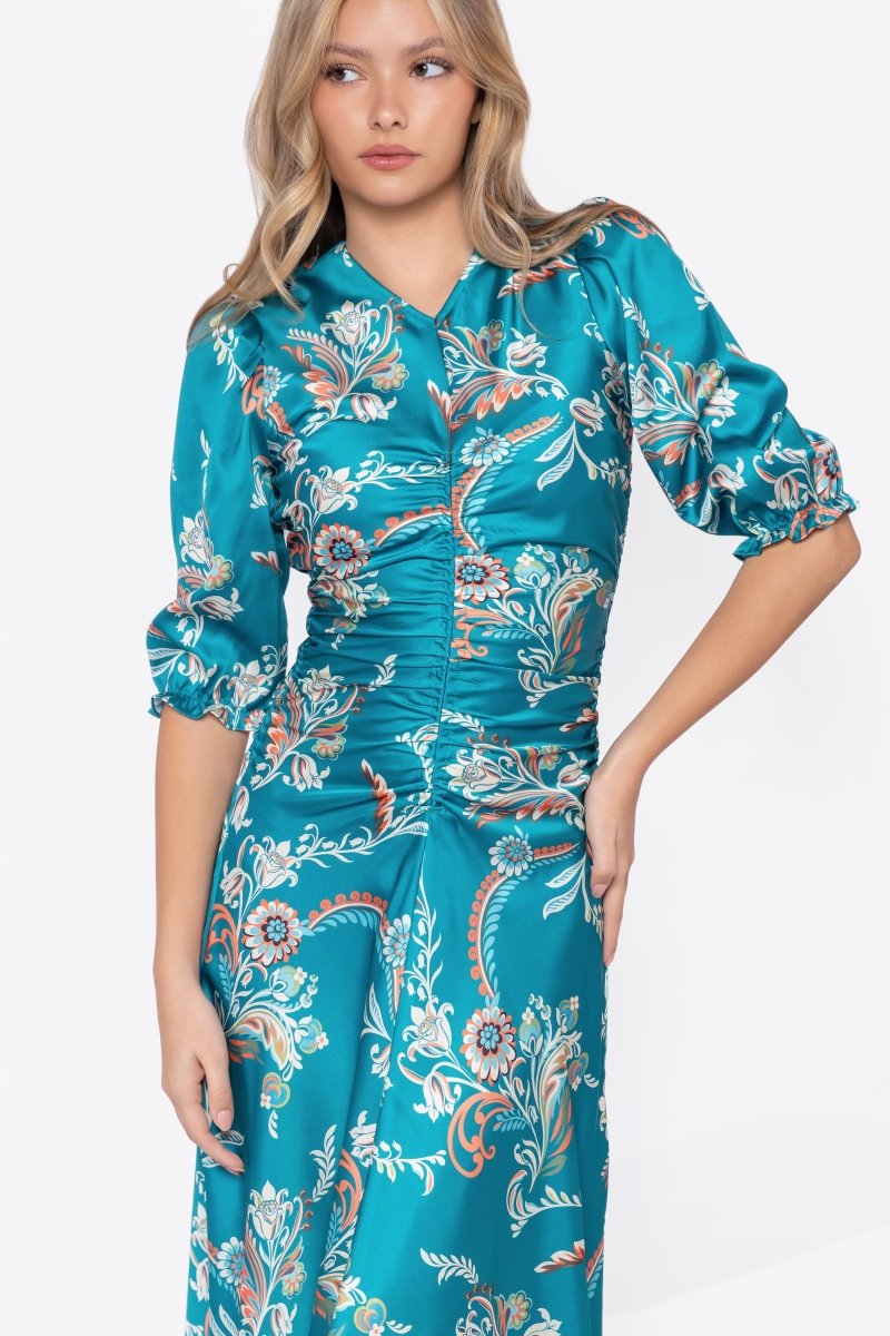 Audrey Dress Short Sleeve (Green Pattern) - Dress - Yakira Bella