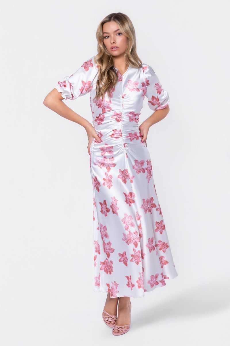 Audrey Dress Short Sleeve (Ivory Pink) - Dress - Yakira Bella