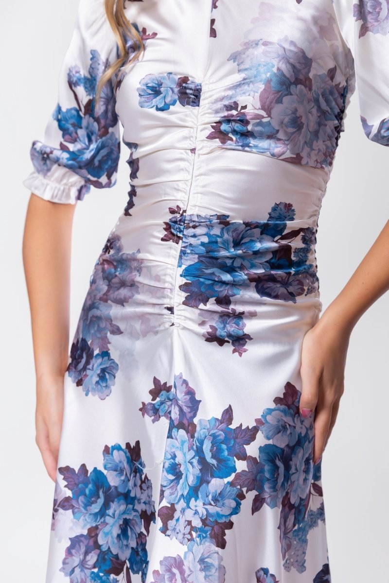 Audrey Dress Short Sleeve (Ivory Purple) - Dress - Yakira Bella