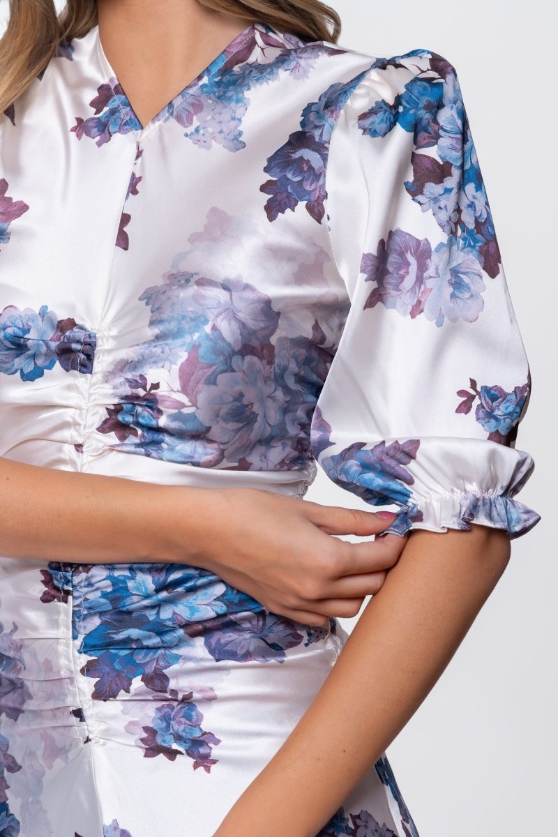 Audrey Dress Short Sleeve (Ivory Purple) M