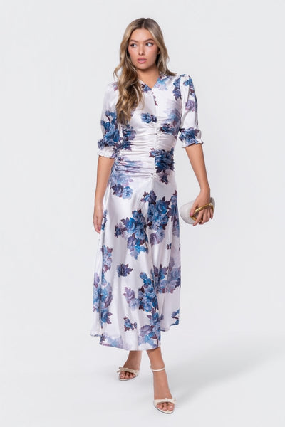 Audrey Dress Short Sleeve (Ivory Purple) M Audrey Dress Short Sleeve (Ivory Purple) M