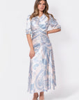 Audrey Dress Short Sleeve (Ivory/Blue) - Dress - Yakira Bella