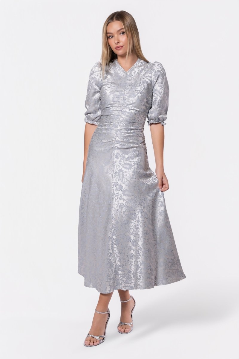 Audrey Dress Short Sleeve (Light Blue Grey) - Dress - Yakira Bella