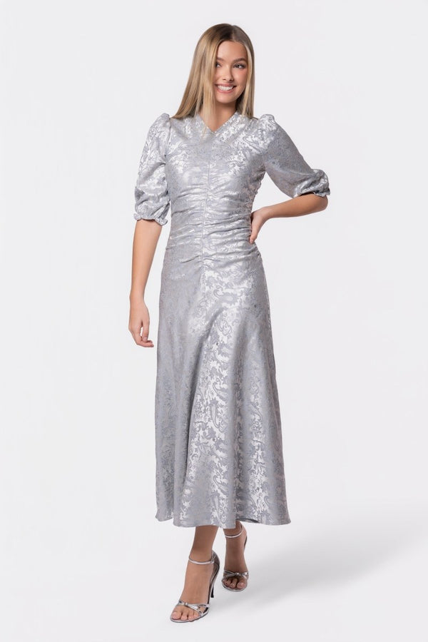 Audrey Dress Short Sleeve (Light Blue Grey) - Dress - Yakira Bella