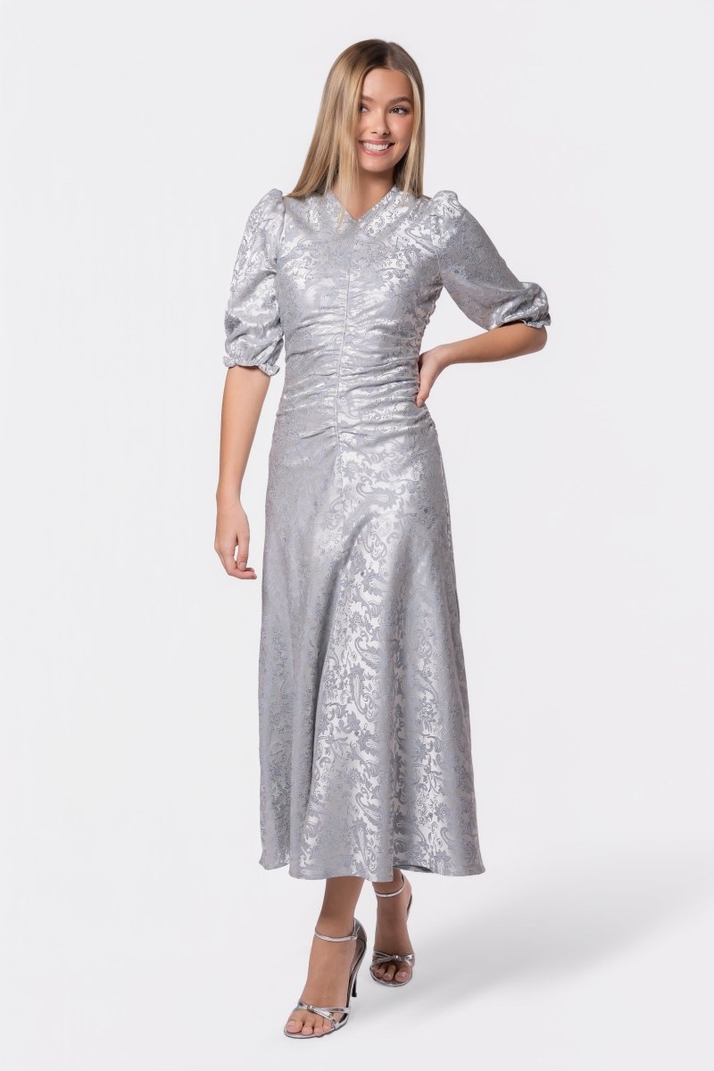 Audrey Dress Short Sleeve (Light Blue Grey) - Dress - Yakira Bella