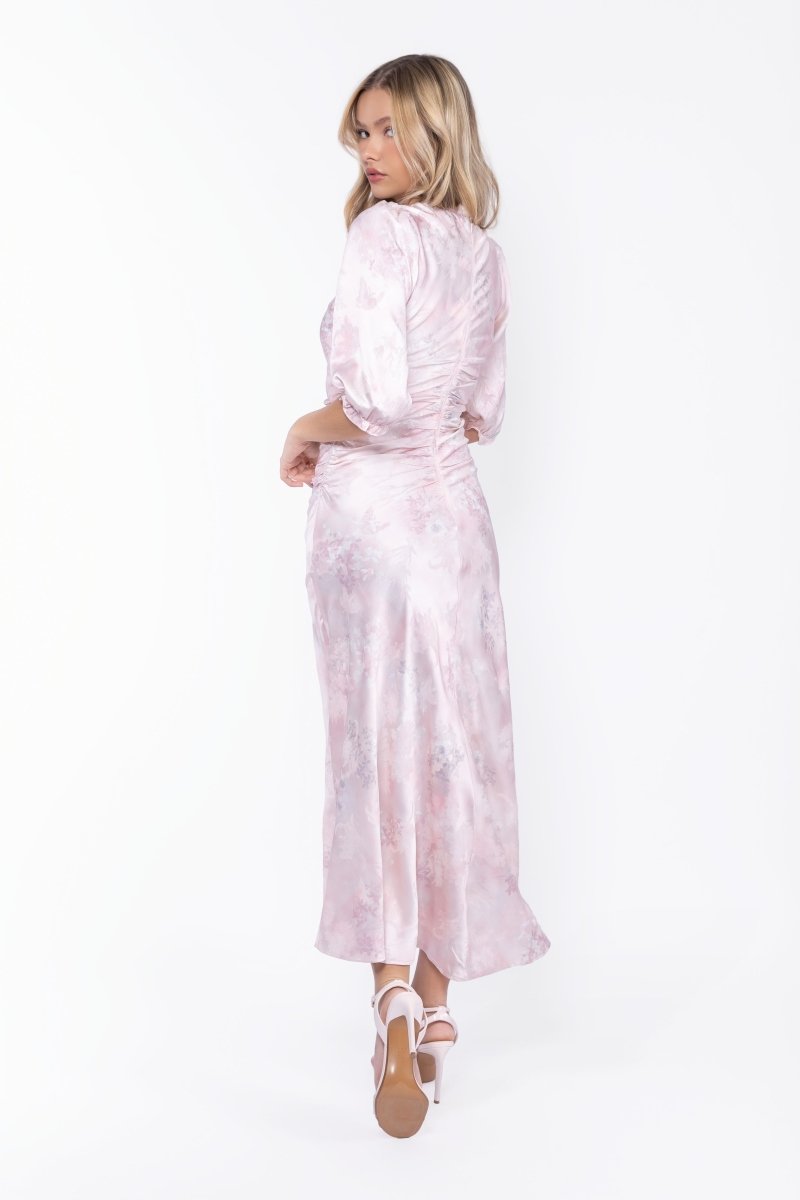 Audrey Dress Short Sleeve (Light Pink Flower) - Dress - Yakira Bella