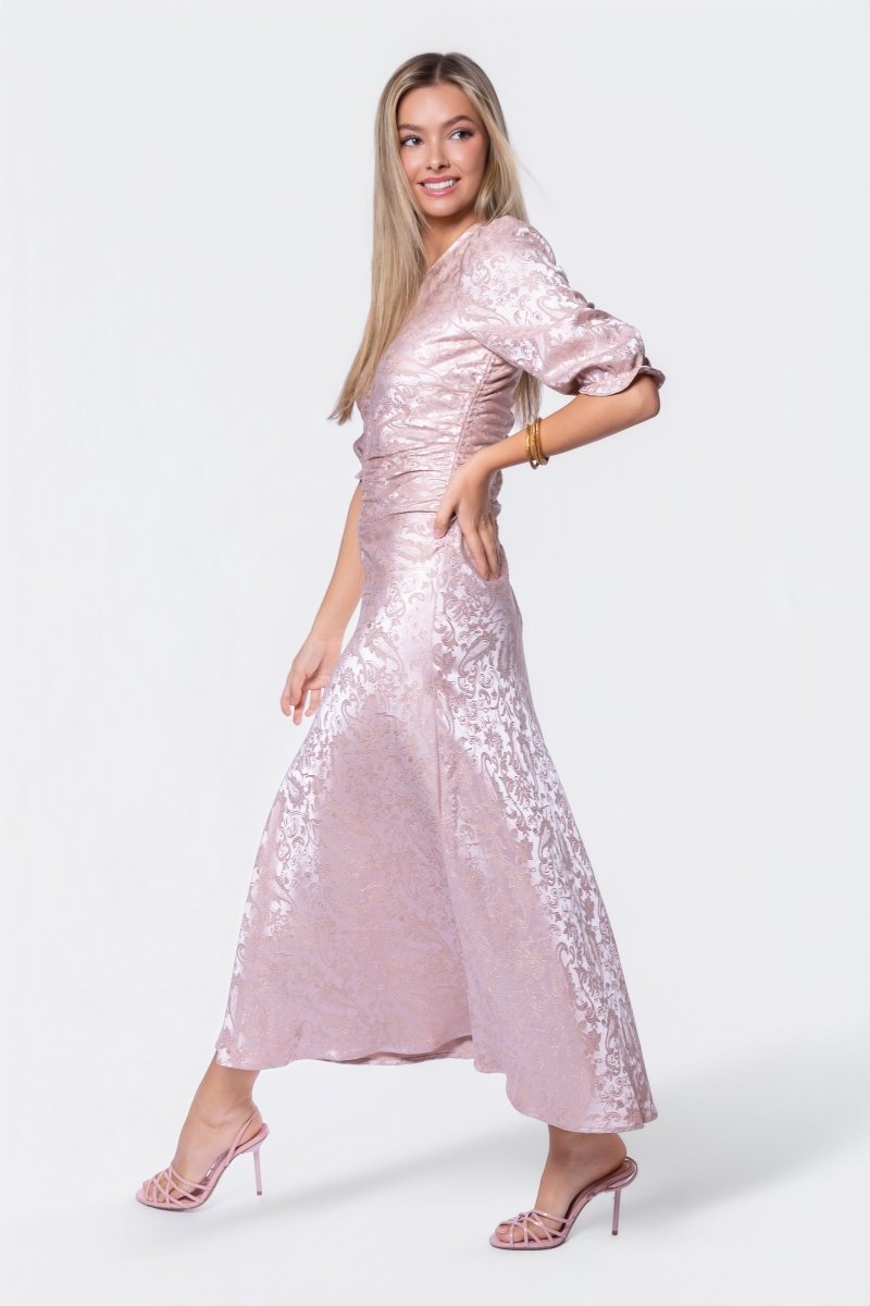 Audrey Dress Short Sleeve (Light Pink/Khaki) - Dress - Yakira Bella