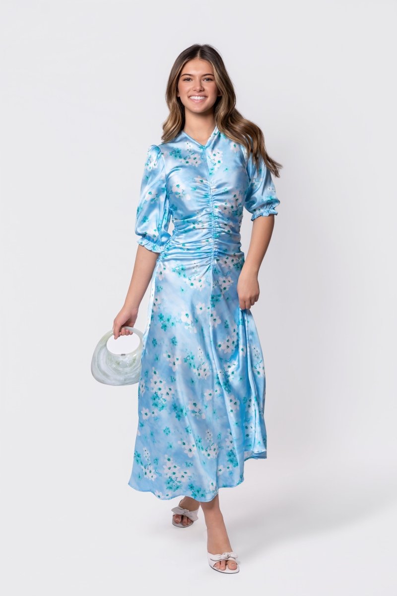 Audrey Dress Short Sleeve (Mint Flower) - Dress - Yakira Bella