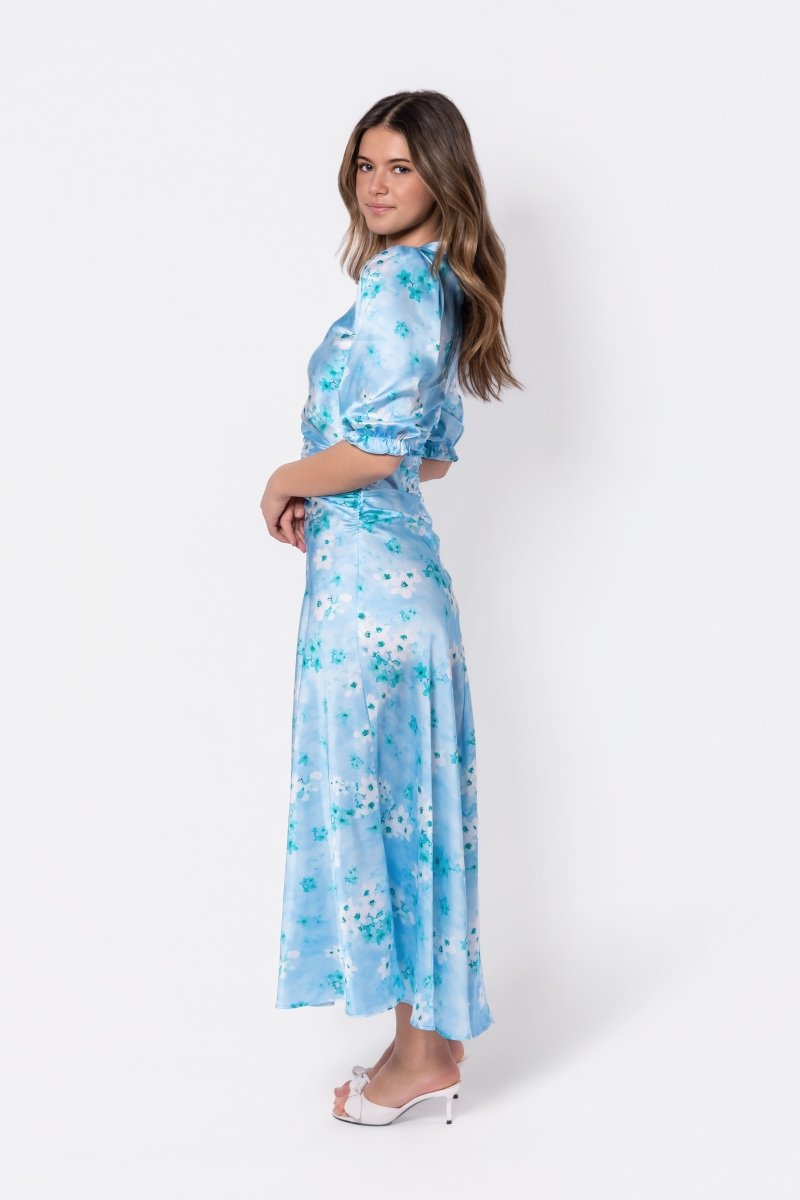 Audrey Dress Short Sleeve (Mint Flower) - Dress - Yakira Bella