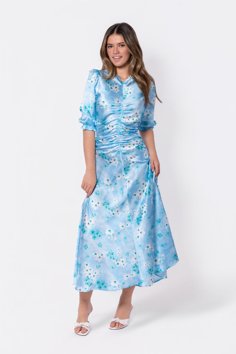Audrey Dress Short Sleeve (Mint Flower) - Dress - Yakira Bella