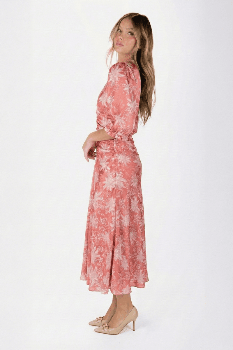 Audrey Dress Short Sleeve (Peach Flower) - Dress - Yakira Bella