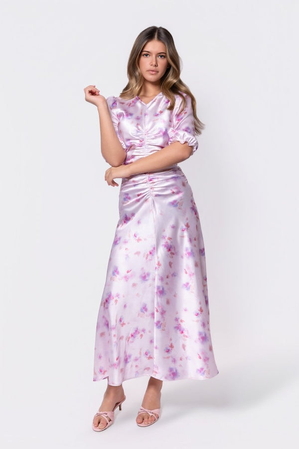 Audrey Dress Short Sleeve (Pink/Purple) - Dress - Yakira Bella