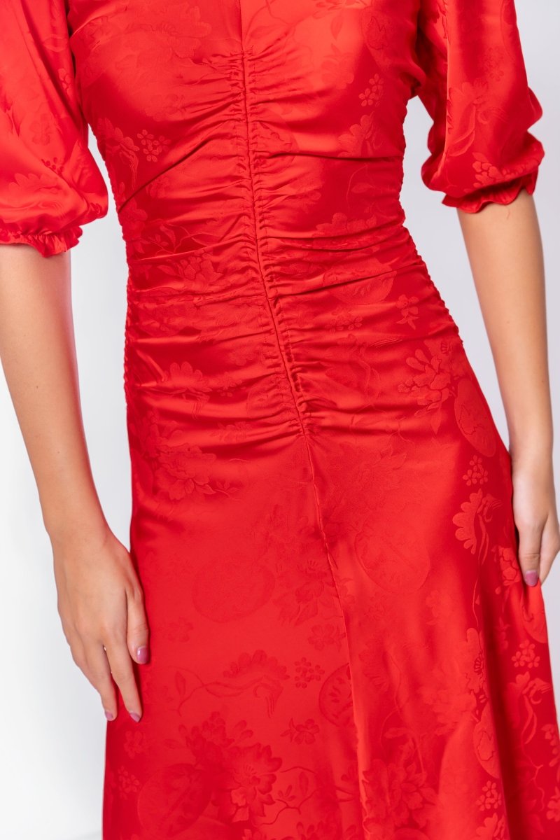 Audrey Dress Short Sleeve (Red Solid) XL