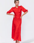Audrey Dress Short Sleeve (Red Solid) - Dress - Yakira Bella