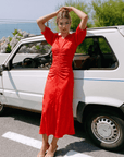 Audrey Dress Short Sleeve (Red Solid) - Dress - Yakira Bella