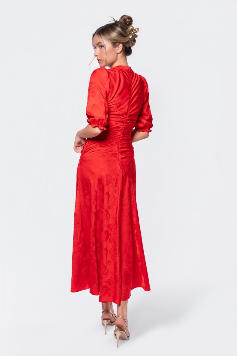 Audrey Dress Short Sleeve (Red Solid) - Dress - Yakira Bella