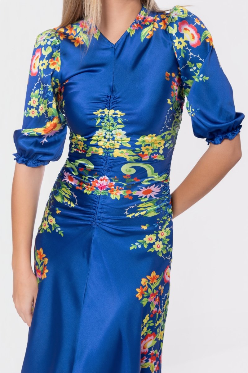 Audrey Dress Short Sleeve (Royal Blue Pattern) - Dress - Yakira Bella
