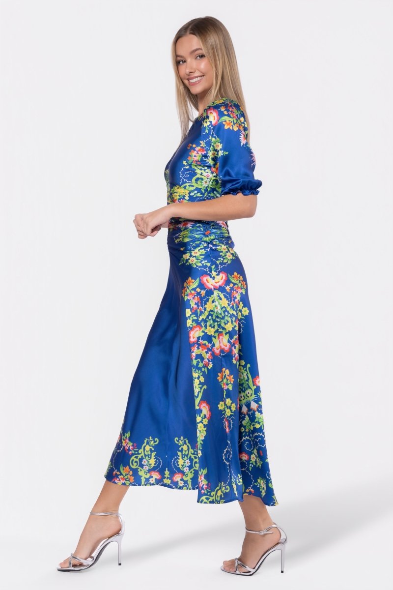 Audrey Dress Short Sleeve (Royal Blue Pattern) - Dress - Yakira Bella