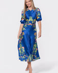 Audrey Dress Short Sleeve (Royal Blue Pattern) - Dress - Yakira Bella