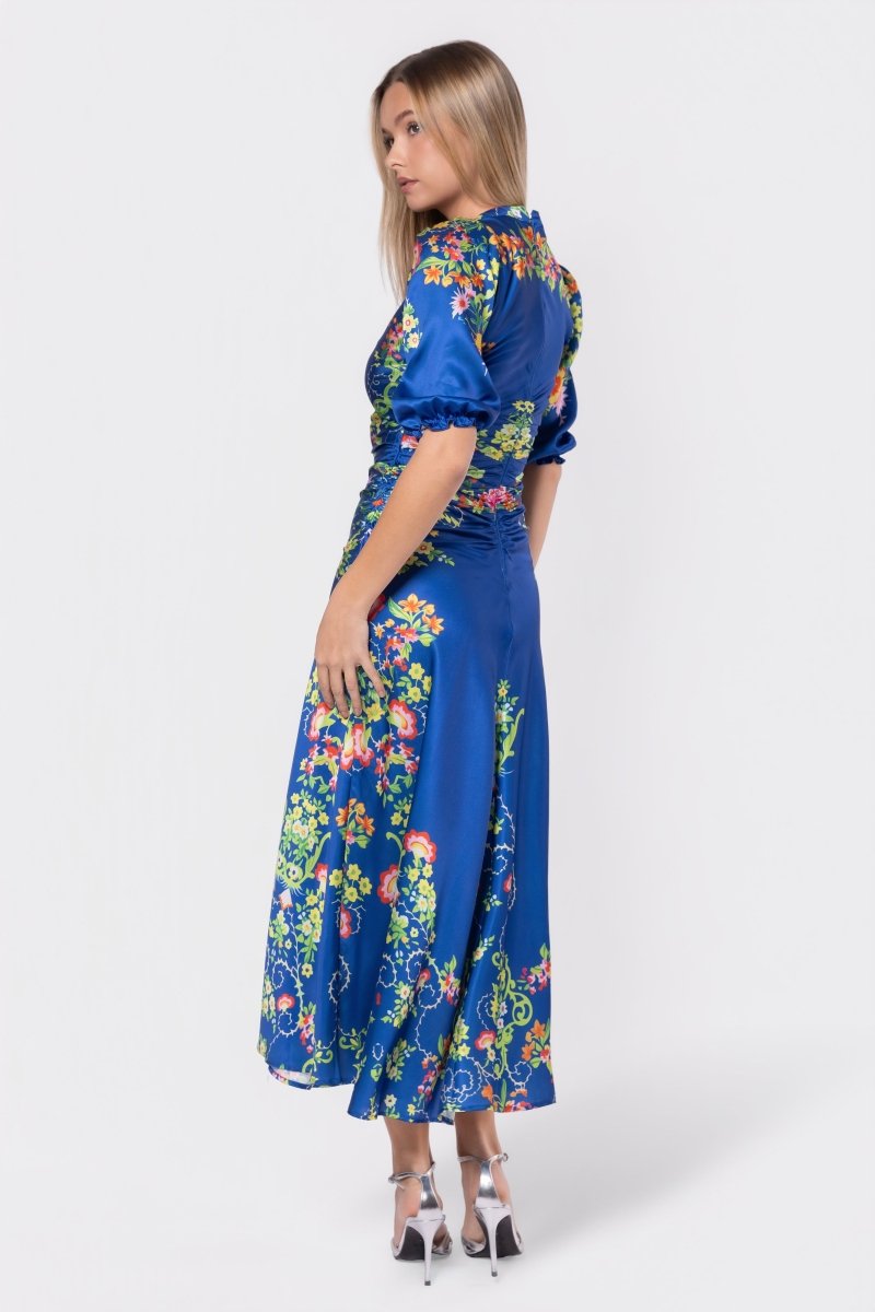 Audrey Dress Short Sleeve (Royal Blue Pattern) - Dress - Yakira Bella