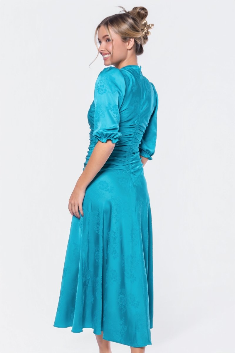Audrey Dress Short Sleeve (Teal Green Solid) - Dress - Yakira Bella