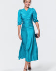Audrey Dress Short Sleeve (Teal Green Solid) - Dress - Yakira Bella