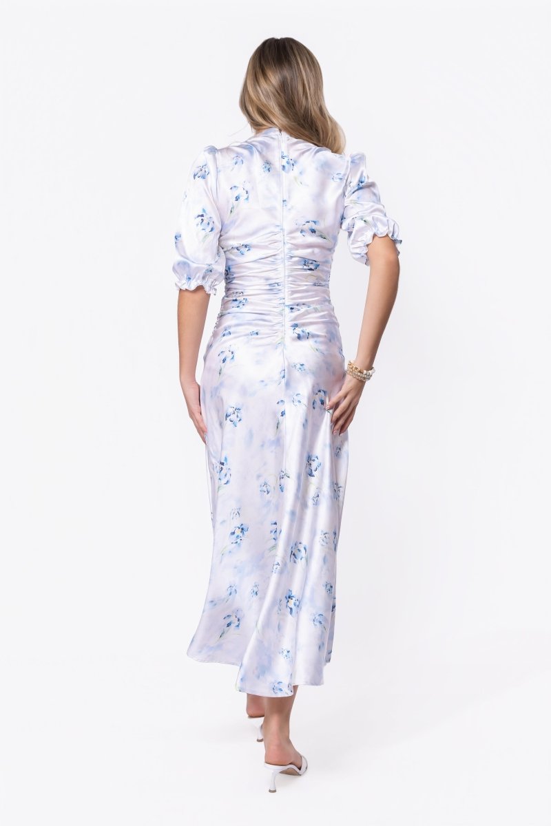 Audrey Dress Short Sleeve (White/Blue) - Dress - Yakira Bella