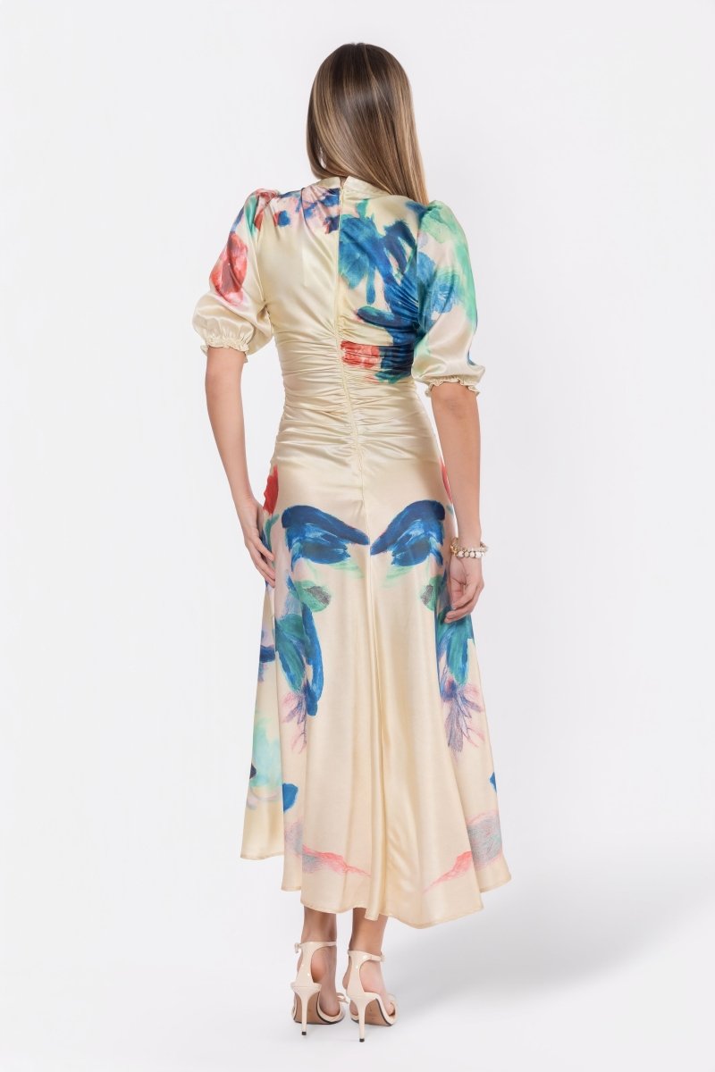 Audrey Dress Short Sleeve (Yellow Flower) - Dress - Yakira Bella