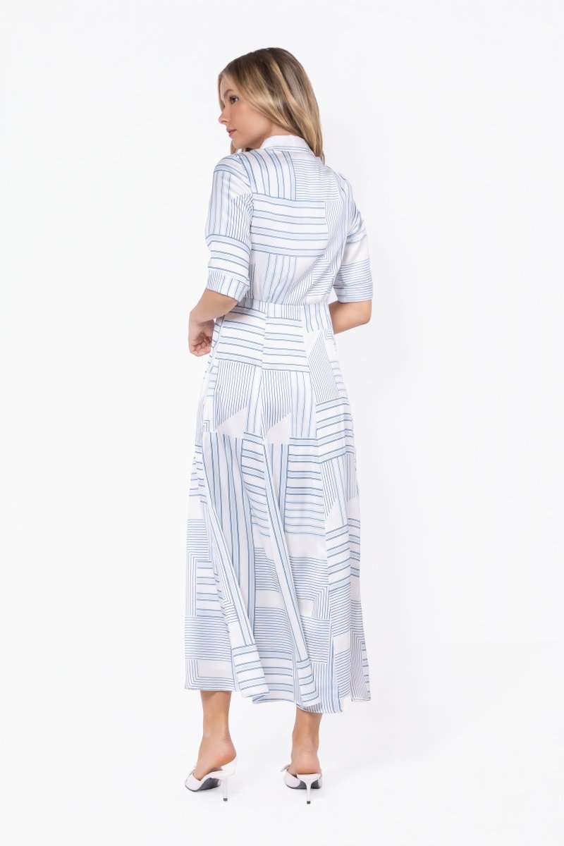 Aviana Dress (White/Blue) - Dress - Yakira Bella
