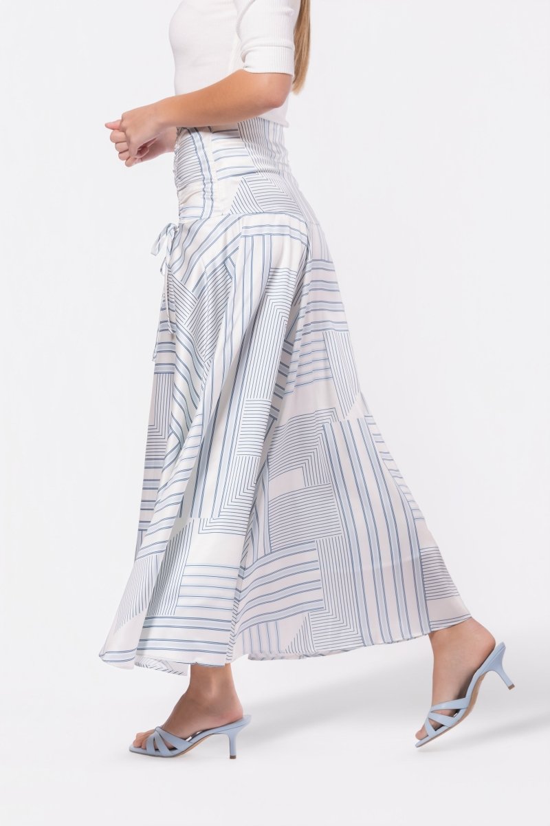 Aviana Skirt (White/Blue) - Skirt - Yakira Bella