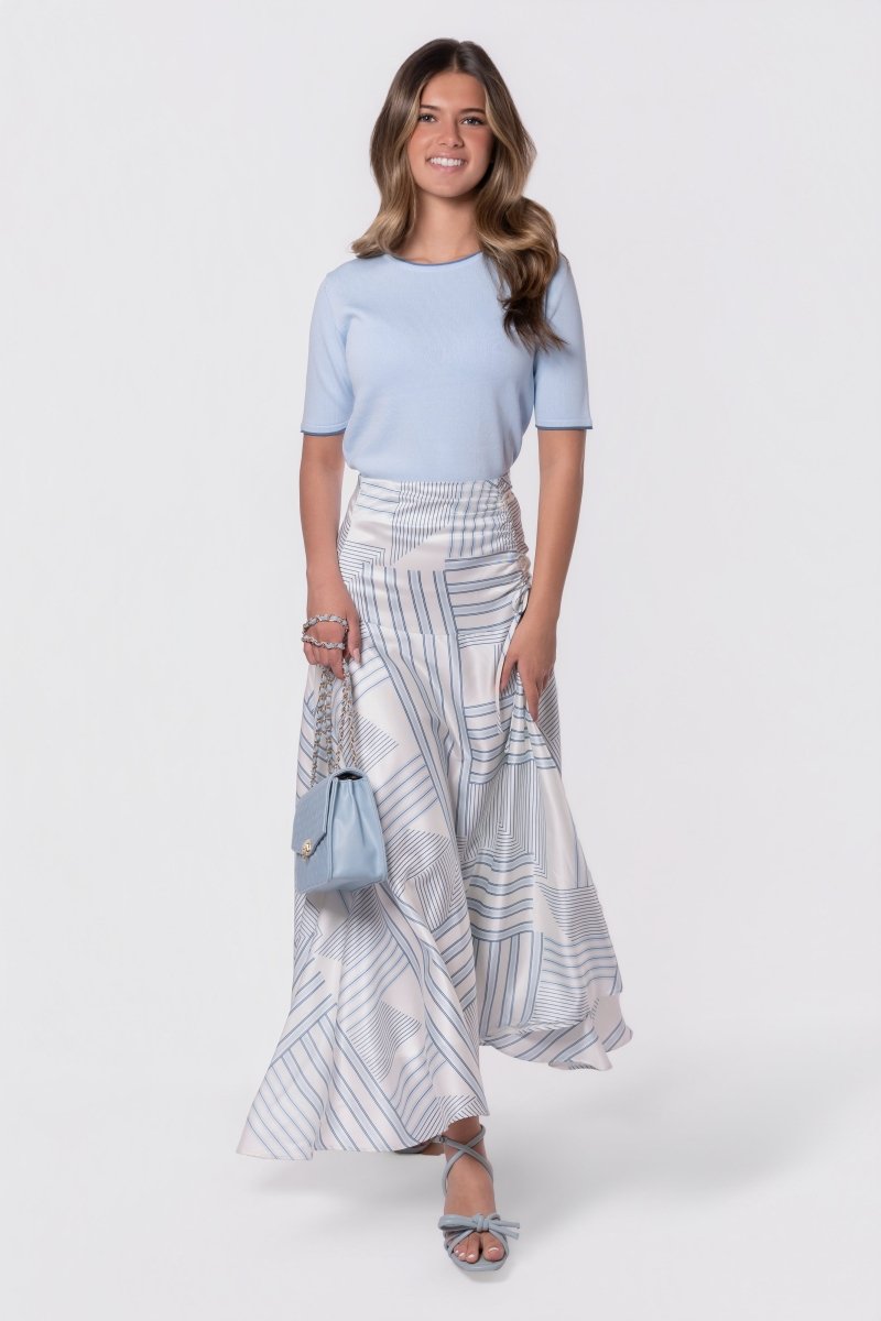 Aviana Skirt (White/Blue) - Skirt - Yakira Bella
