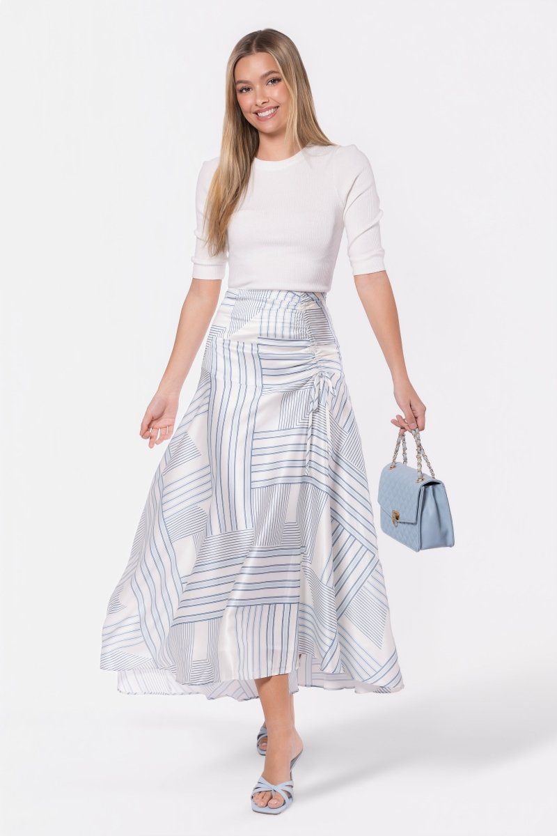 Aviana Skirt (White/Blue) - Skirt - Yakira Bella