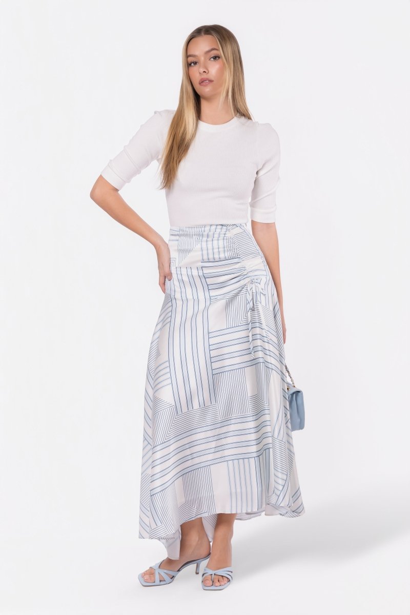 Aviana Skirt (White/Blue) - Skirt - Yakira Bella