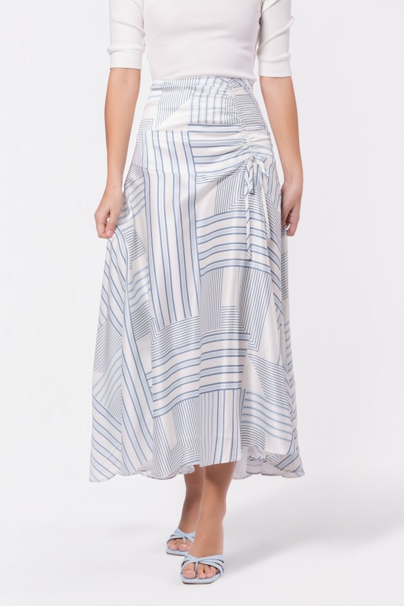 Aviana Skirt (White/Blue) - Skirt - Yakira Bella