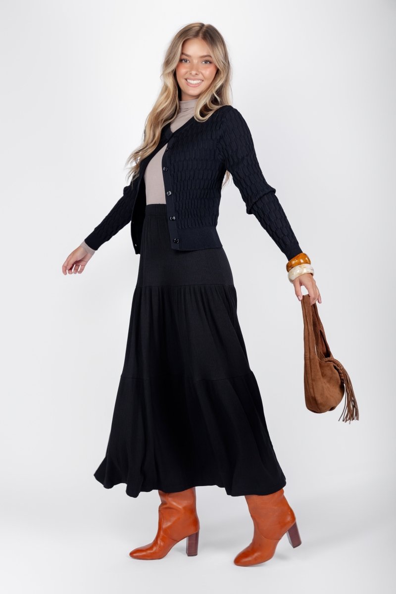 Ayla Skirt 36&quot; (Black) - Skirt - Yakira Bella