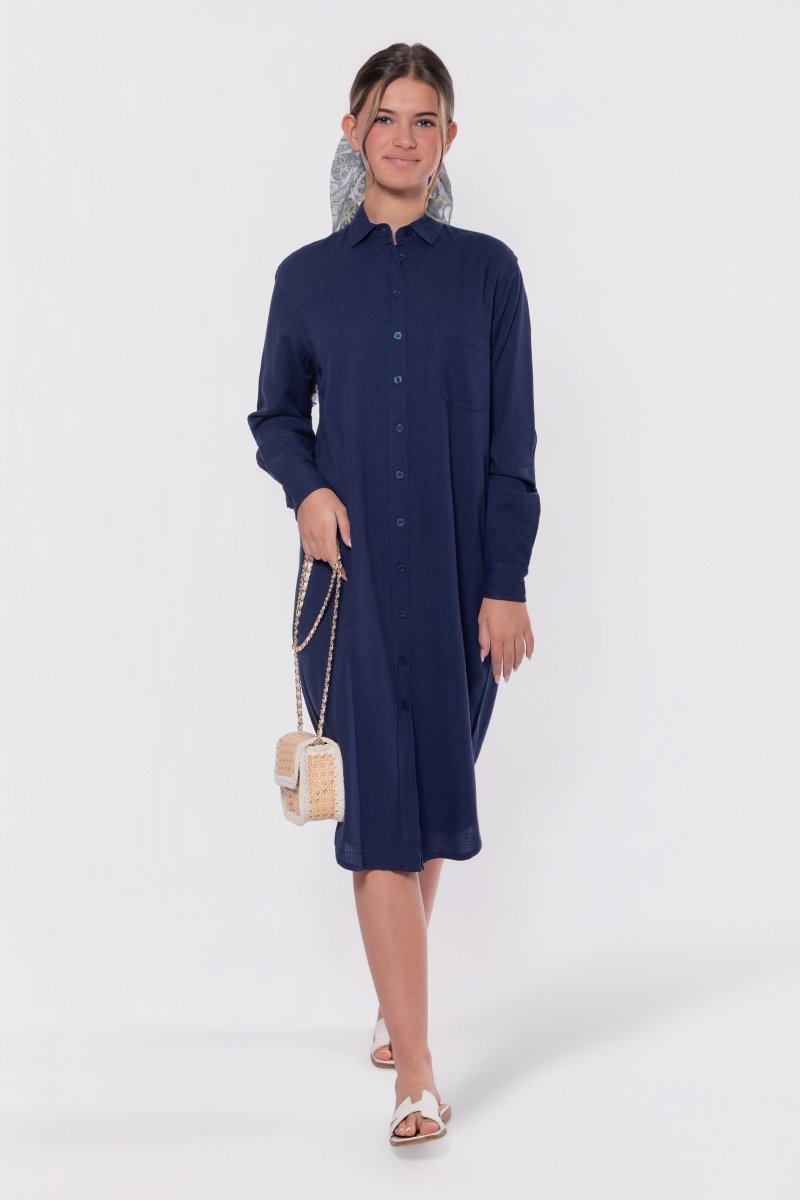Bonnie Dress 42" (Navy) - Dress - Yakira Bella