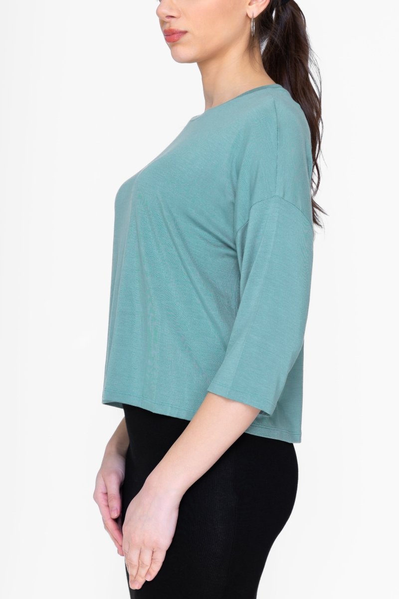 BOXY 3/4 TEE CROPPED (GREEN) - Top - Yakira Bella