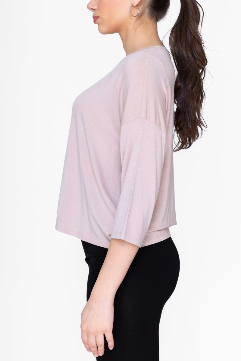 BOXY 3/4 TEE CROPPED (TAUPE) - Top - Yakira Bella