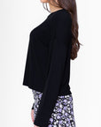 BOXY LONG SLEEVE TEE CROPPED (BLACK) - Top - Yakira Bella