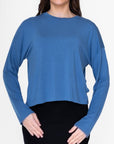 BOXY LONG SLEEVE TEE CROPPED (DENIM) - Top - Yakira Bella