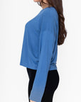 BOXY LONG SLEEVE TEE CROPPED (DENIM) - Top - Yakira Bella