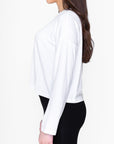 BOXY LONG SLEEVE TEE CROPPED (WHITE) - Top - Yakira Bella