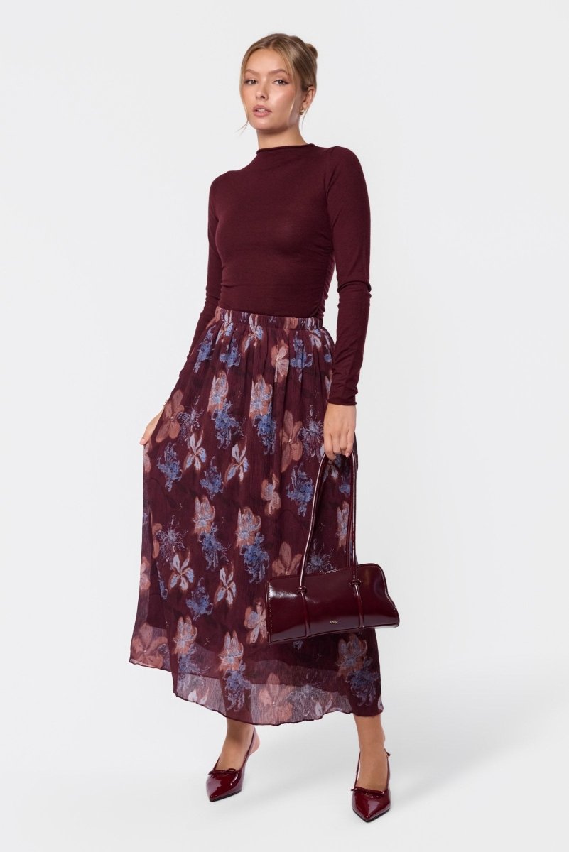 Bria Skirt (Burgundy Pattern) - Skirt - Yakira Bella