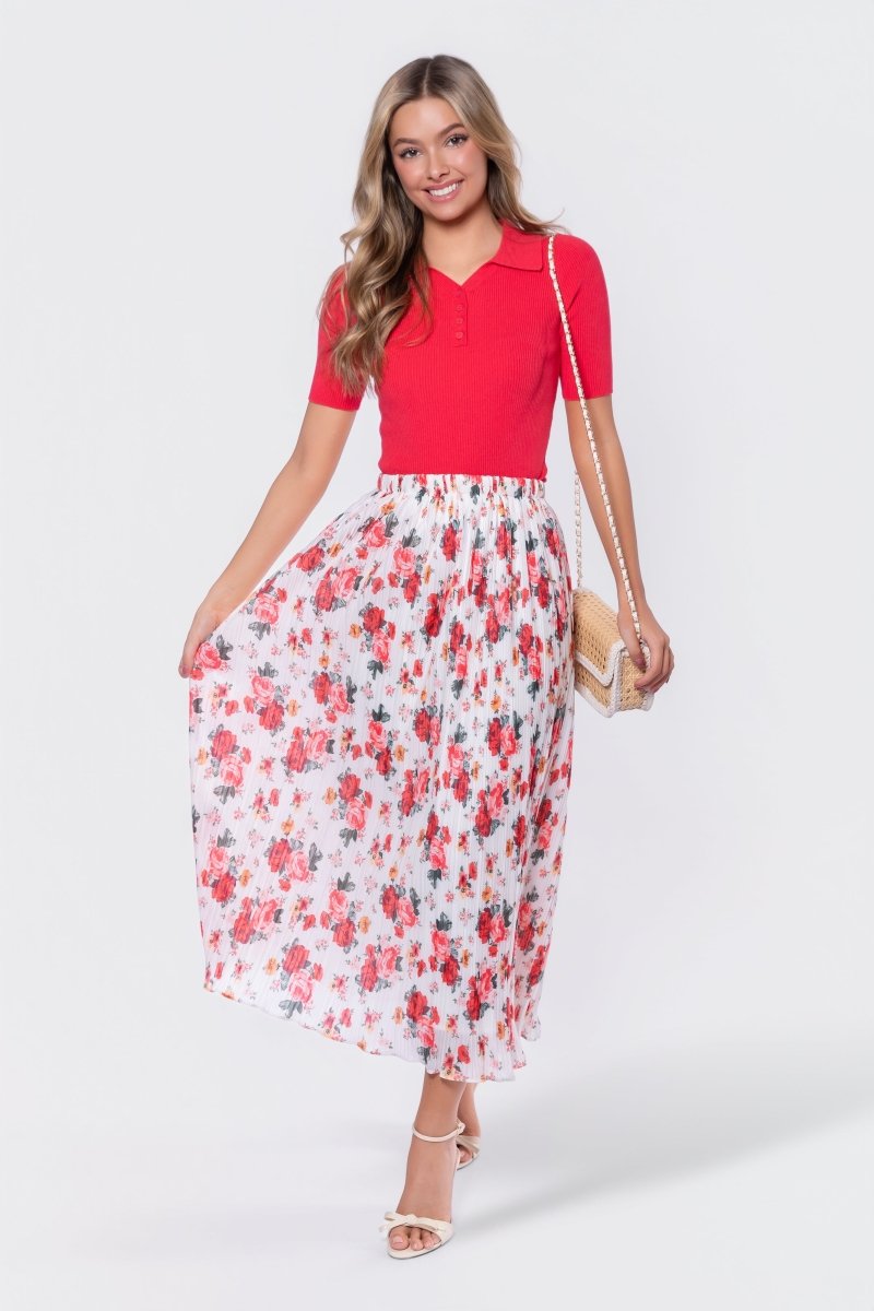 Bria Skirt (White/Red) - Skirt - Yakira Bella