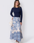Calista Skirt (White/Blue) - Skirt - Yakira Bella