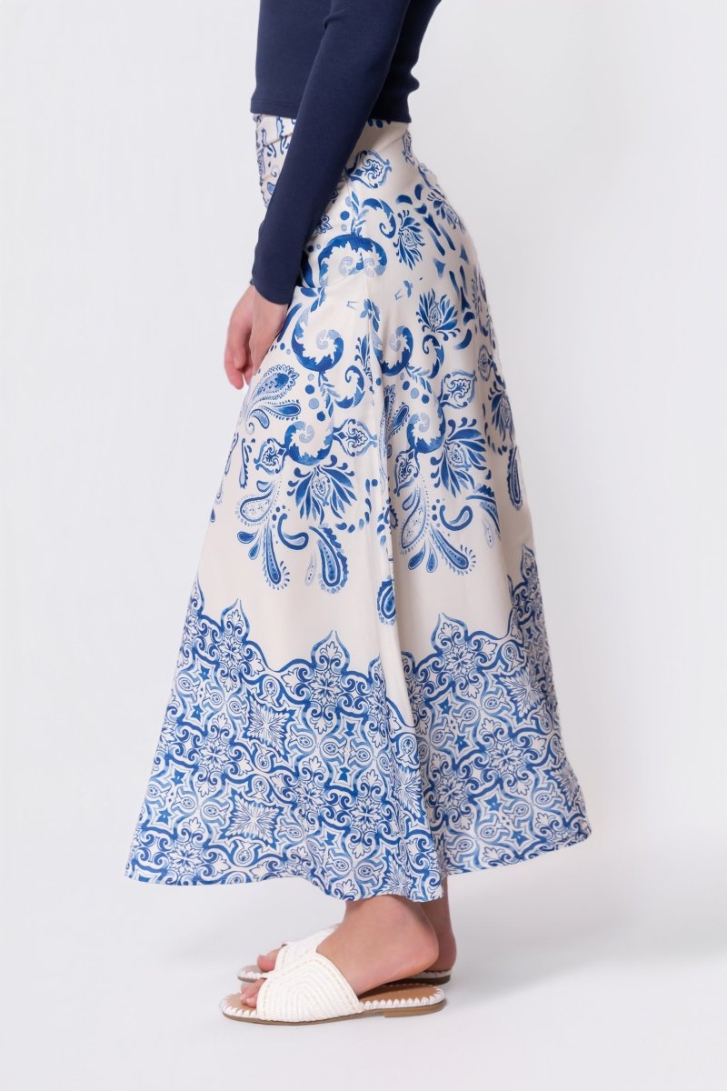 Calista Skirt (White/Blue) - Skirt - Yakira Bella